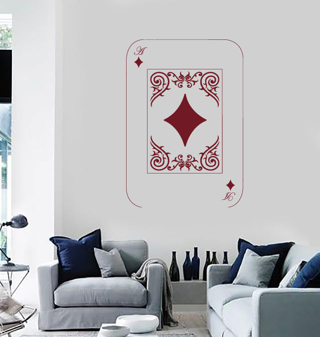 Autocollant mural en vinyle Cartes à jouer Jeu de cartes Ace Diamonds Poker Cadeau unique (n685) 