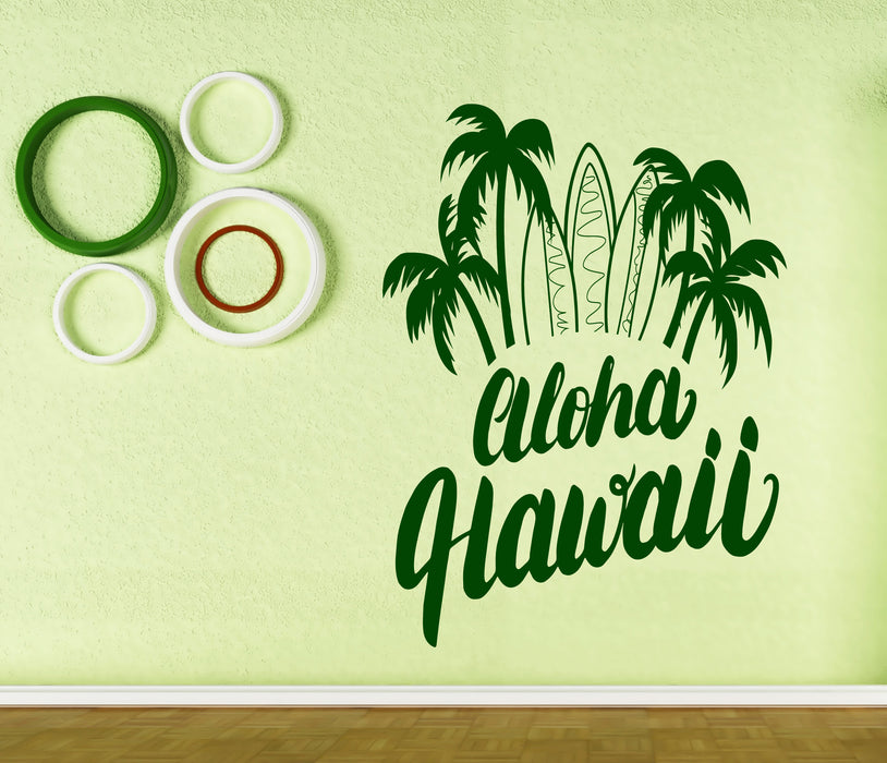 Large Vinyl Wall Stickers Aloha Hawaii Lettering Surf Poster Unique Gift (n694)