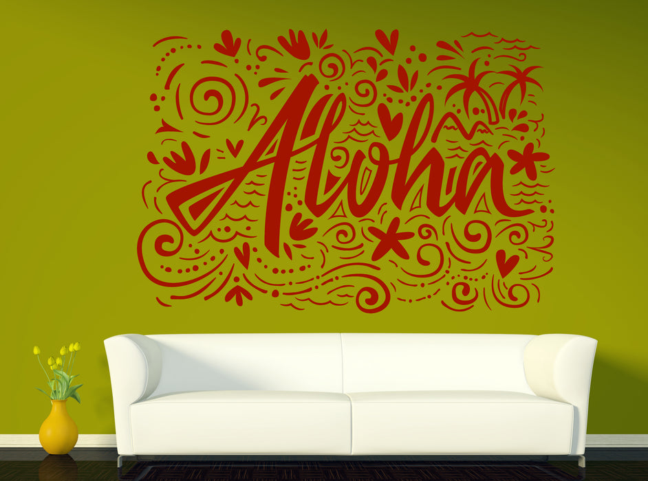Vinyl Decal Wall Sticker Vacation Quote Aloha for Hotel Room decor Unique Gift (n696)