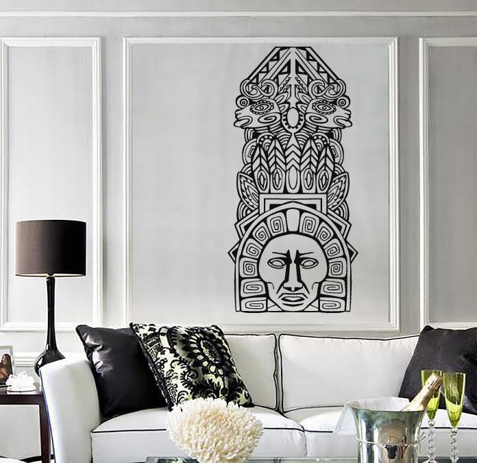 Large Vinyl Decal Wall Sticker Aztec Totem Poles North American resident Unique Gift (n726)