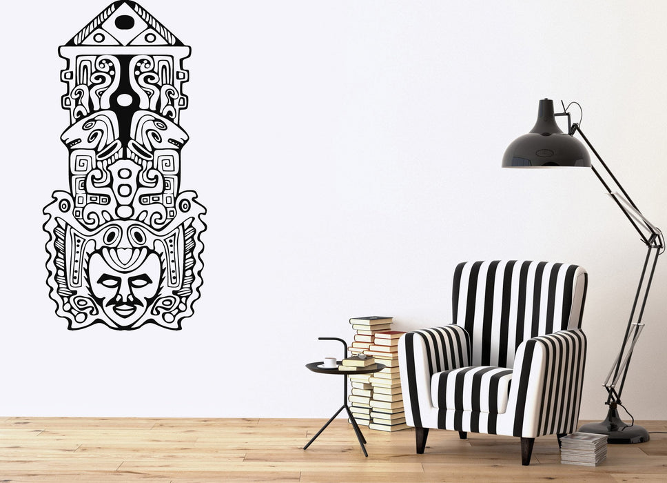 Large Vinyl Wall Sticker Aztec Totem Poles North American Unique Gift (n728)
