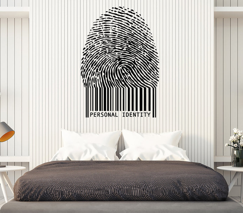 Vinyl Decal Wall Sticker Stylized Bar Code Fingerprint Personal Identity Unique Gift (n734)