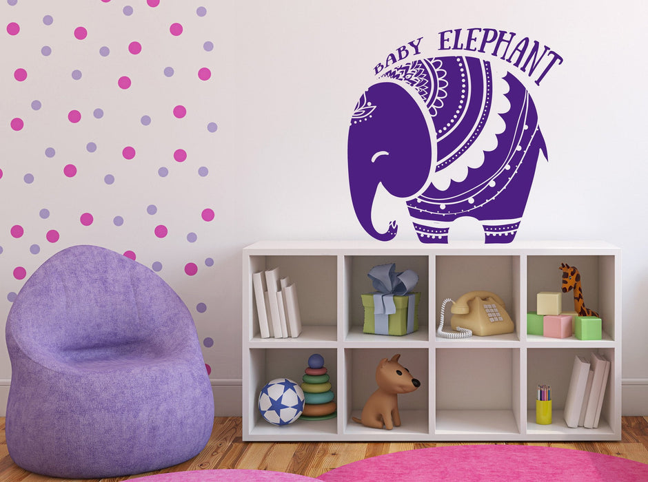Vinyl Decal Wall Sticker Baby Elephant African Style Tattoo Unique Gift (n738)