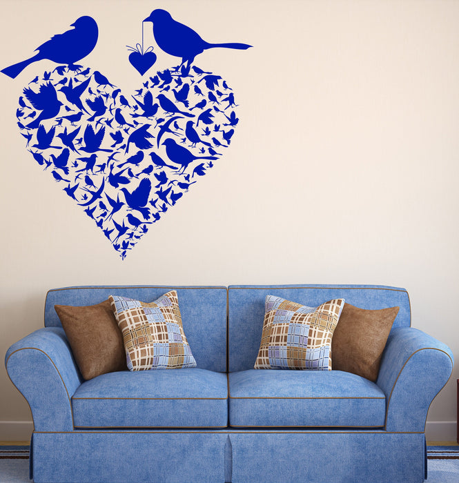 Vinyl Decal Wall Sticker Couple Birds Heart Shape Spring Love Decor Unique Gift (n744)