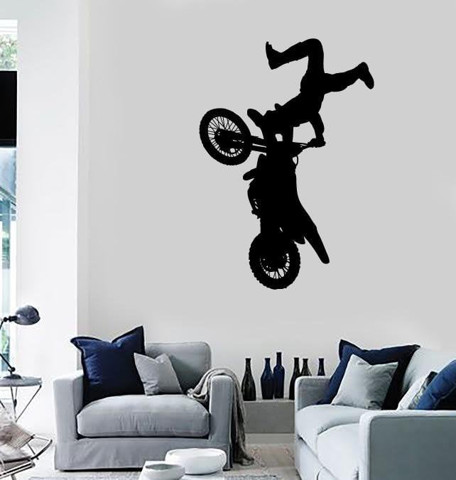 Vinyl Decal Wall Sticker Silhouette Motorcycle Motocross Freestyle Decor Unique Gift (n770)