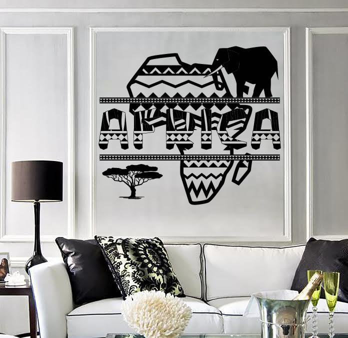 Vinyl Decal Wall Sticker African Image in Ethnic Style Geometric Ornament Unique Gift (n782)