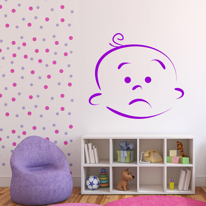 Large Wall Vinyl Decal Beauty Baby Cartoon Face Different Emotions Unique Gift (n791)