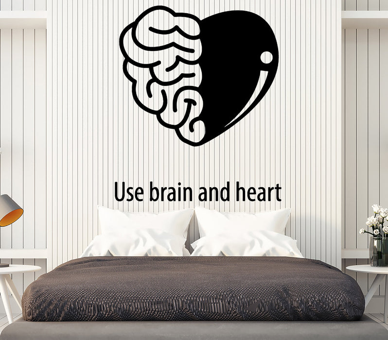 Vinyl Decal Wall Sticker Quote Use Brain and Heart Living Room Decor Unique Gift (n794)