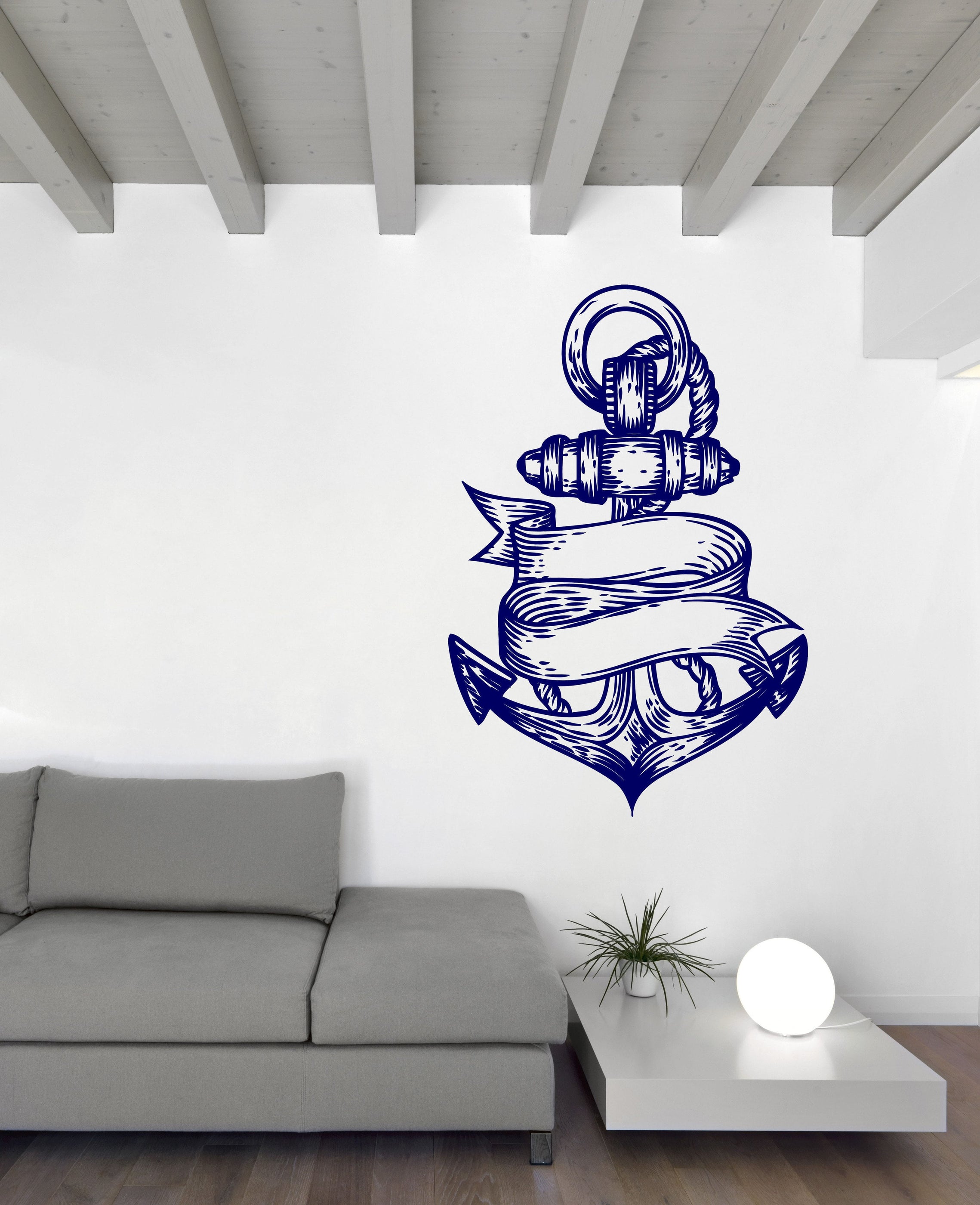 Vinyl Decal Wall Sticker Sea Nautical Marine Anchor Engraved Style Dec ...