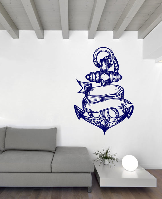 Vinyl Decal Wall Sticker Sea Nautical Marine Anchor Engraved Style Decor Unique Gift (n804)