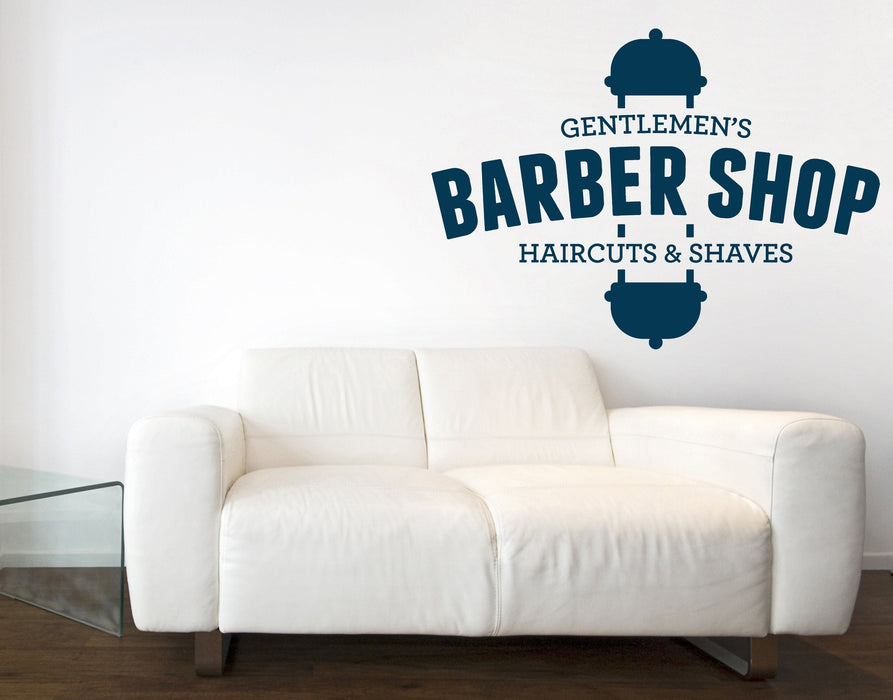 Vinyl Decal Wall Sticker Gentlemen's Barber Shop Haircuts Shaves Decor Unique Gift (n805)