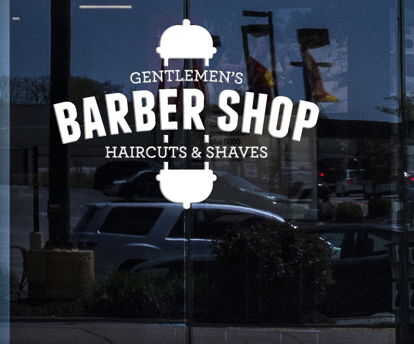 Window Sign for Business Vinyl Decal Gentlemen's Barber Shop Haircuts Shaves Decor Unique Gift (n805w)