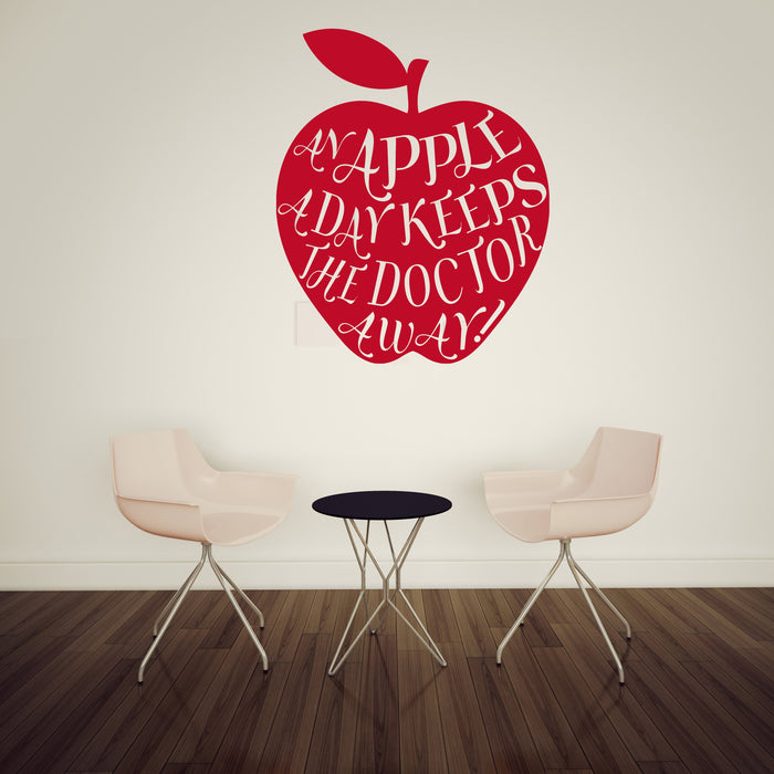 Vinyl Decal Wall Sticker Phrase An Apple a Day Keeps Doctor Away Decor Unique Gift (n806)