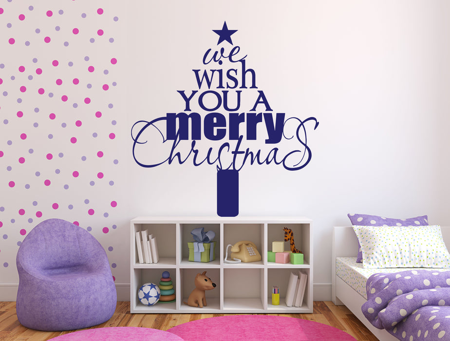 Vinyl Decal Wall Sticker Words Letter Phrase We Wish You a Merry Christmas n822