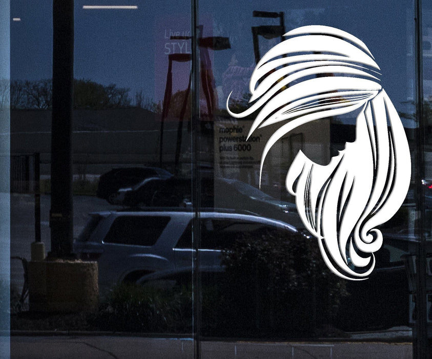 Window Sign Vinyl Decal Wall Sticker Female Head Hair Icon for Beauty Salon (n827w)