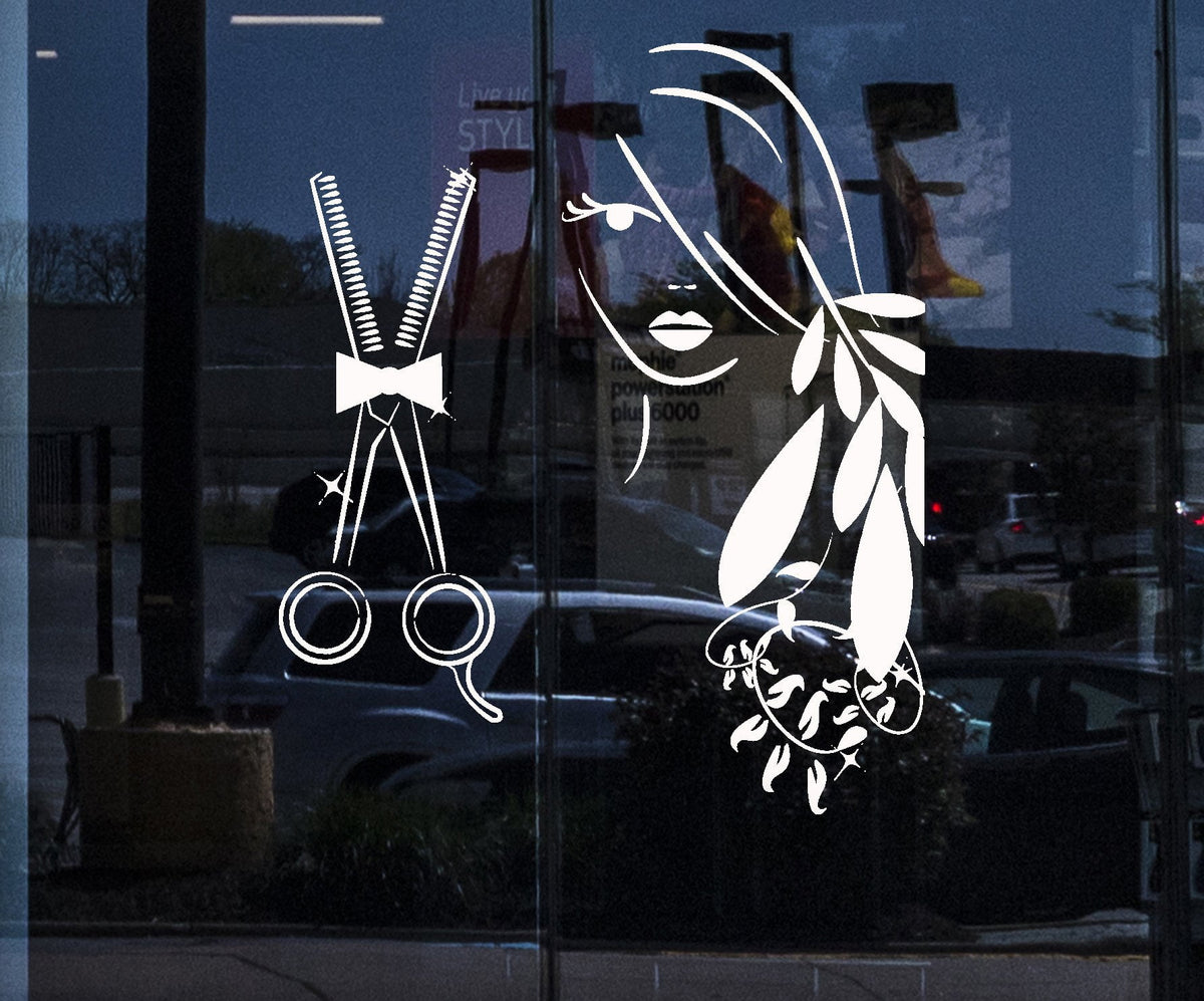 Window Sign for Business Vinyl Decal Wall Sticker Beauty Salon Tools B ...