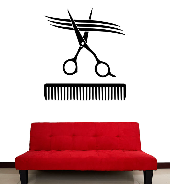 Large Vinyl Decal Wall Sticker Beauty Hair Salon Tools Icon Scissors (n833)
