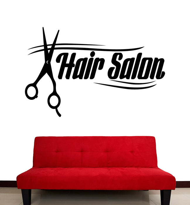 Large Vinyl Decal Wall Stickers Words Lettering Hair Salon Tools Scissors (n834)