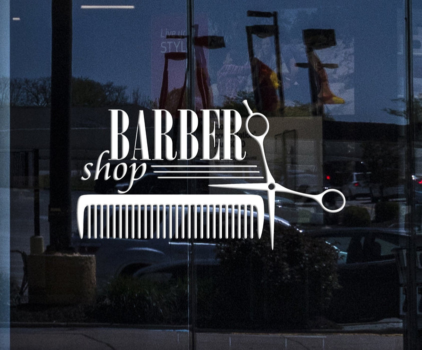 Window Sign for Business Vinyl Decal Wall Sticker Barber Shop Badges Tools Hair Salon Sign (n856w)