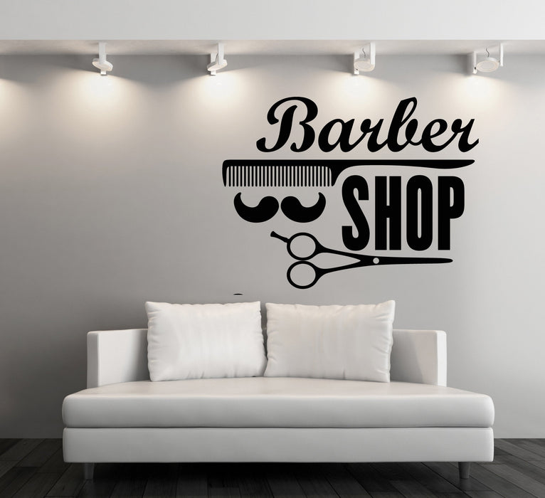 Large Vinyl Decal Wall Stickers Barber Shop Badges Tools Hair Salon Sign (n857)