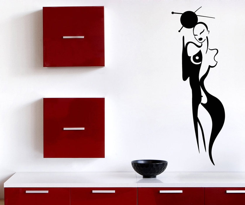 Wall Sticker Vinyl Decal Slim Beautiful Women Silhouette with Flat Unique Gift (n895)