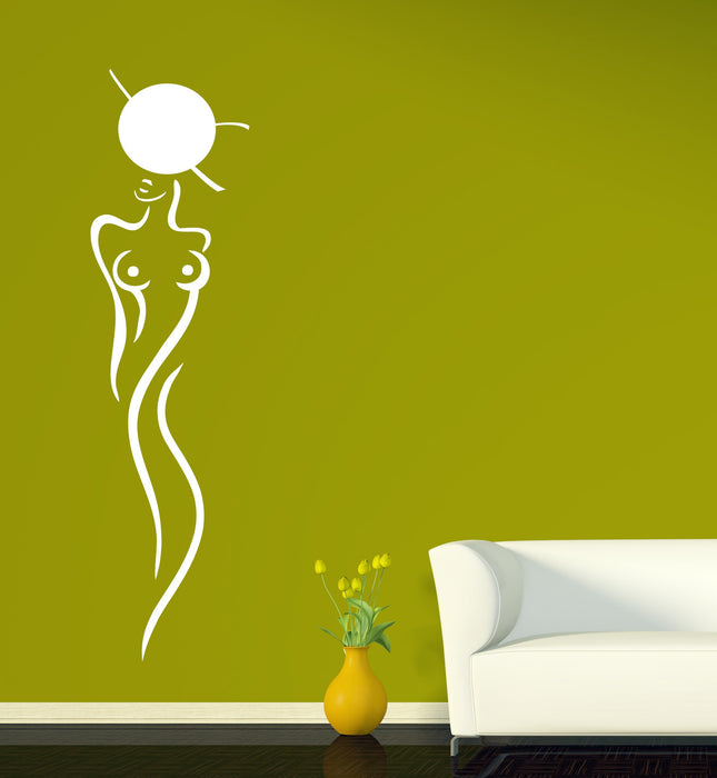 Vinyl Decal Wall Sticker Sexy Nude Slim Beautiful Women Silhouette in Hat Decoration Unique Gift (n896)