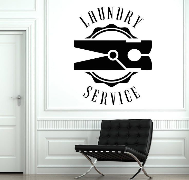 Autocollant mural en vinyle Chanter Buanderie Service de nettoyage à sec Vêtements Cadeau unique (n897)
