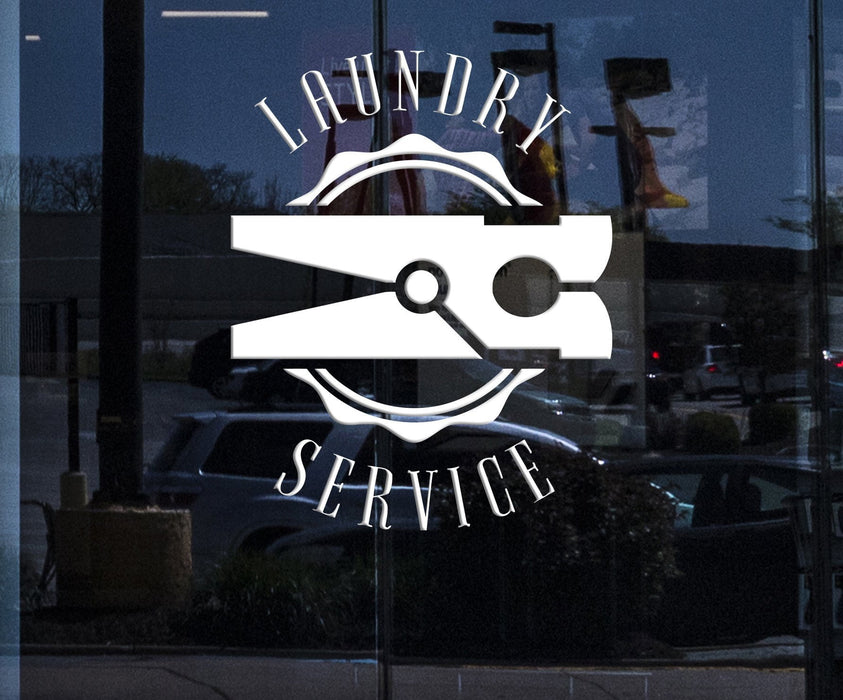 Autocollant mural en vinyle pour fenêtre Sing Sing Buanderie Service de nettoyage à sec Vêtements Cadeau unique (n897w)