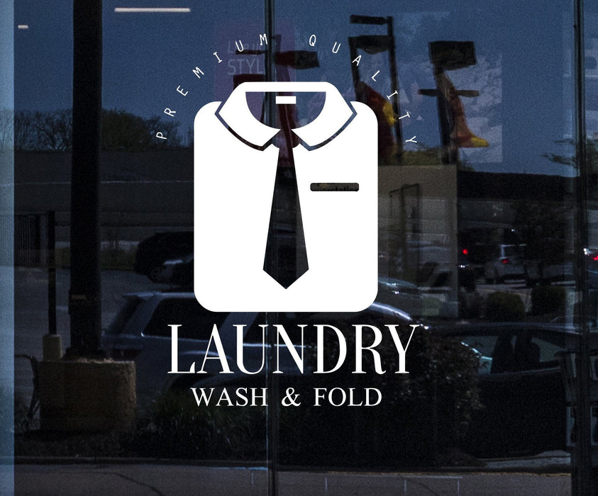 Window Sing Laundry Room Vinyl Decal Wall Sticker Dry Cleaning Service With Shirt And Tie Unique Gift (n898w)