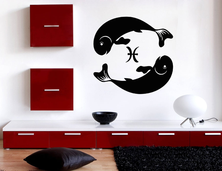 Vinyl Decal Wall Sticker Pisces Symbol of Duality Zodiac Sign Unique Gift (n906)