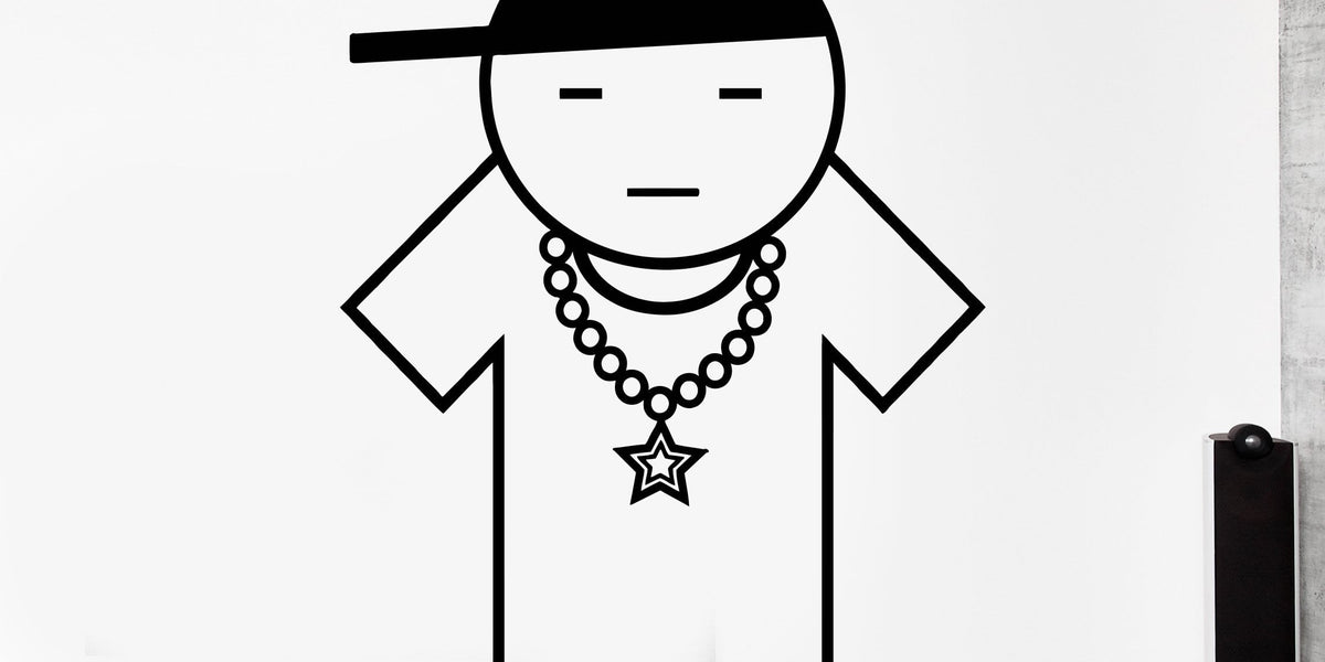 Cool Rapper Signs Large Vinyl Wall Decal Cool Rapper Star Chain Rap Music Sticker Decor ...