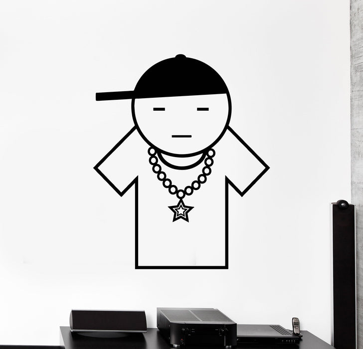 Large Vinyl Wall Decal Cool Rapper Star Chain Rap Music Sticker Decor Unique Gift (n935)