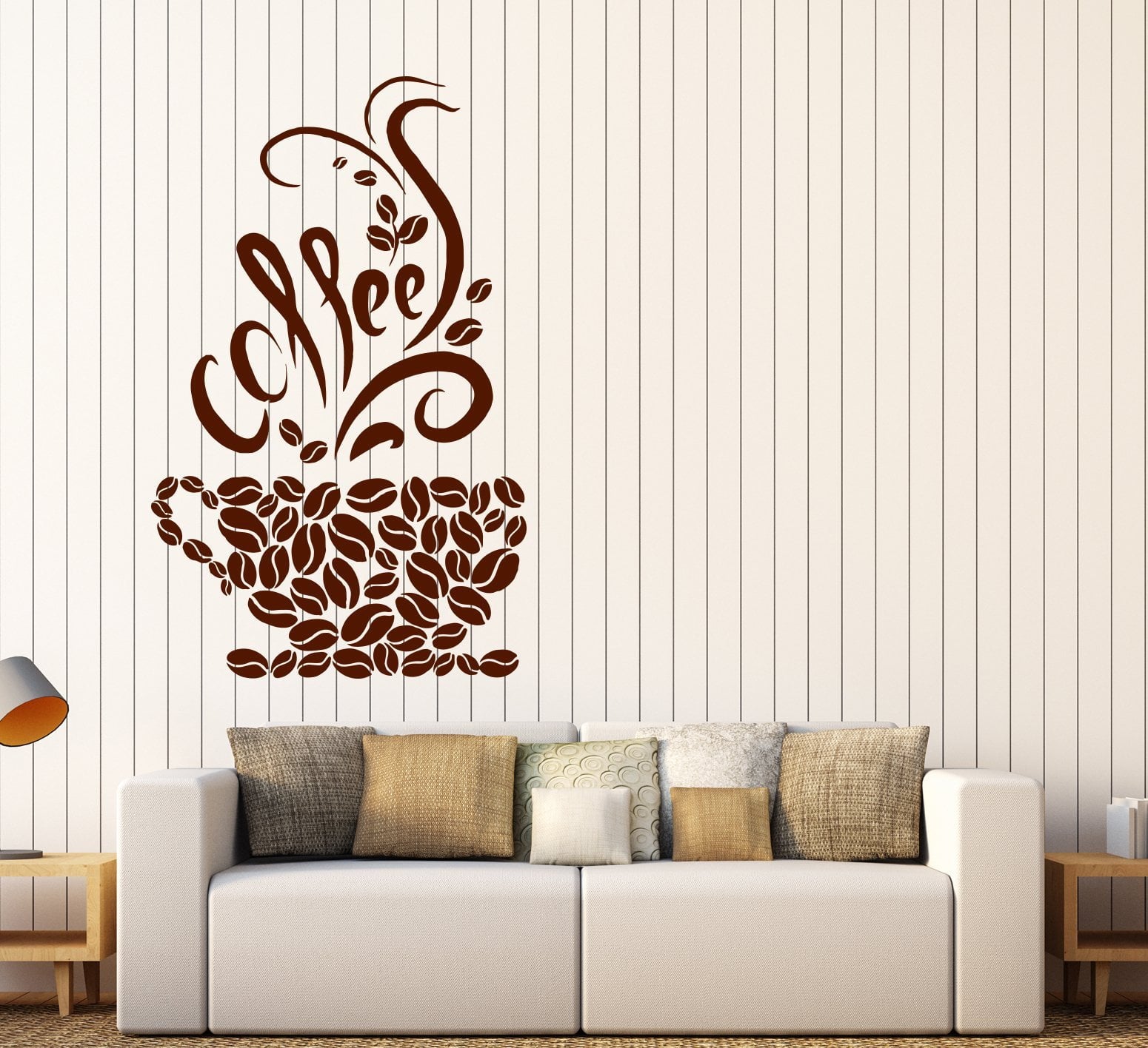 Large Vinyl Decal Coffee Beans Cups Kitchen Pub Restaurant Decor — Wallstickers4you