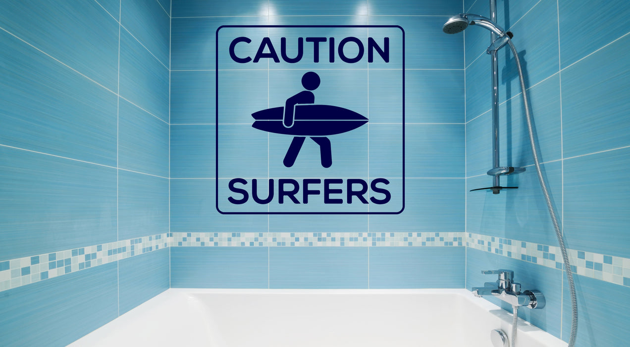 Wall Sticker Vinyl Decal White Black Square Board Caution Sign Surfer (n962)