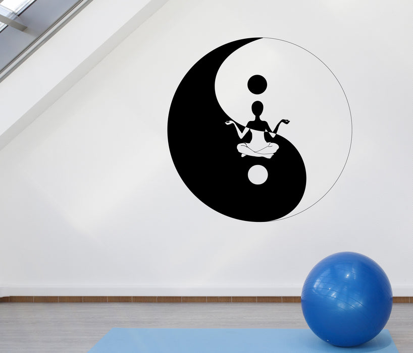 Wall Sticker Vinyl Decal Yin Yang Symbol Sitting Yoga in Circle (n967)