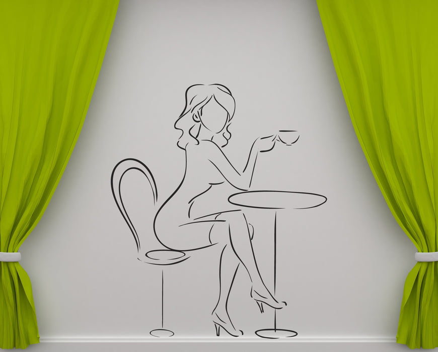 Window Sign Vinyl Decal Woman Cafe Lunchtime Restaurant Dinner Interior Decor (n974w)