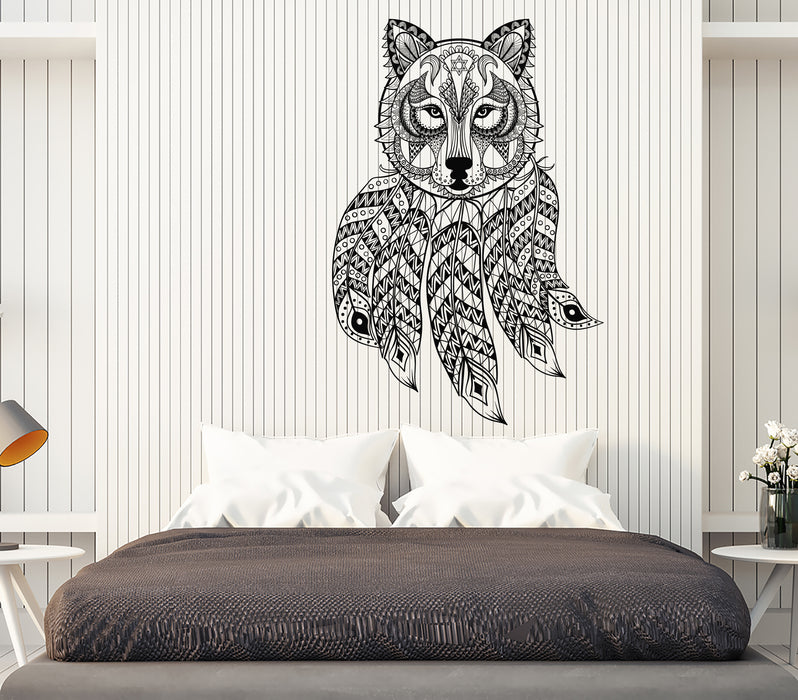 Vinyl Decal Wall Sticker Dreamcatcher Wolf Ethnic Ornament Bedroom Decor n980