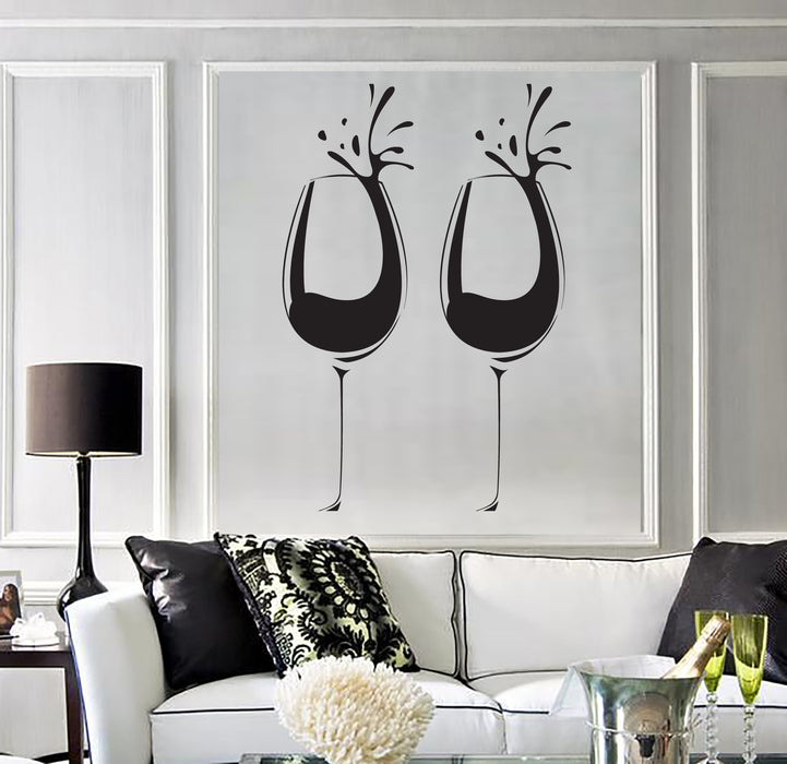 Large Vinyl Decal Wall Sticker Wine Glass Alcohol Drink Cafe Restaurant Decor (n984)