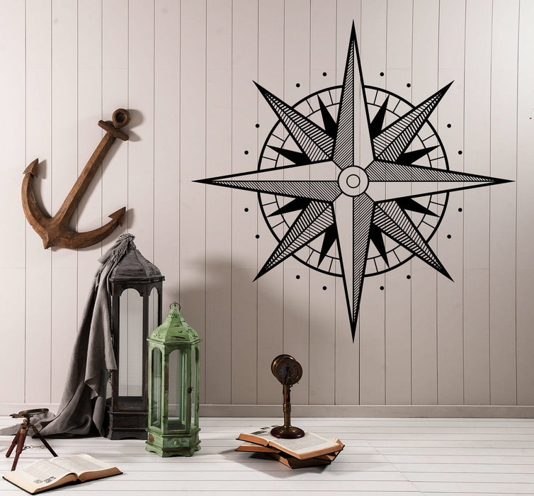 Large Wall Vinyl Decal Compass Earth Water Side of World Wind Rose (n985)