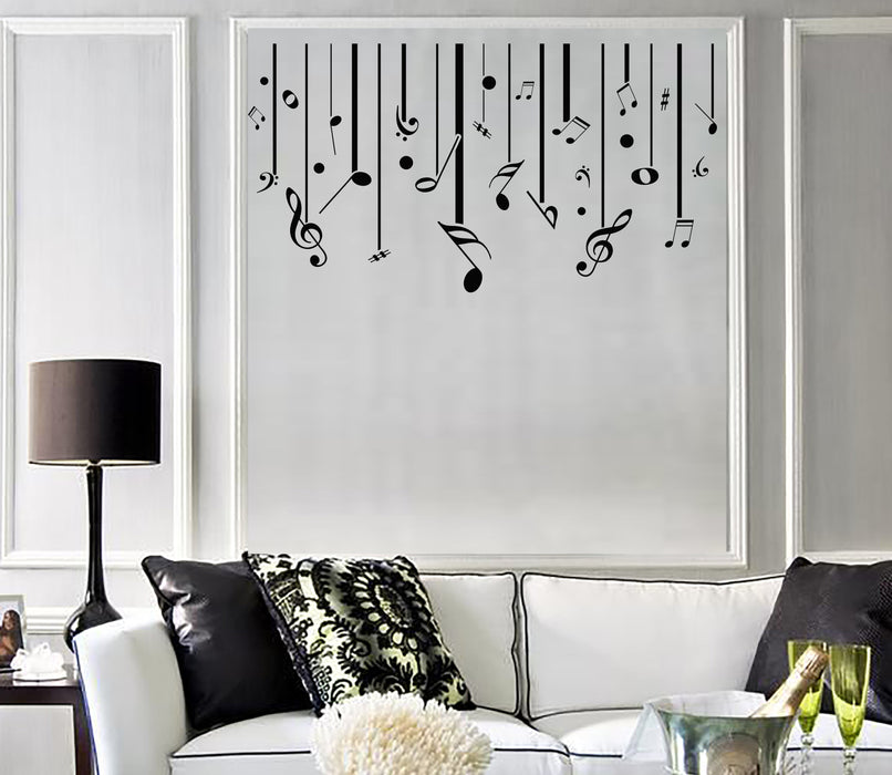 Vinyl Decal Wall Sticker White Black Treble Clef Music Notes Lines (n991)