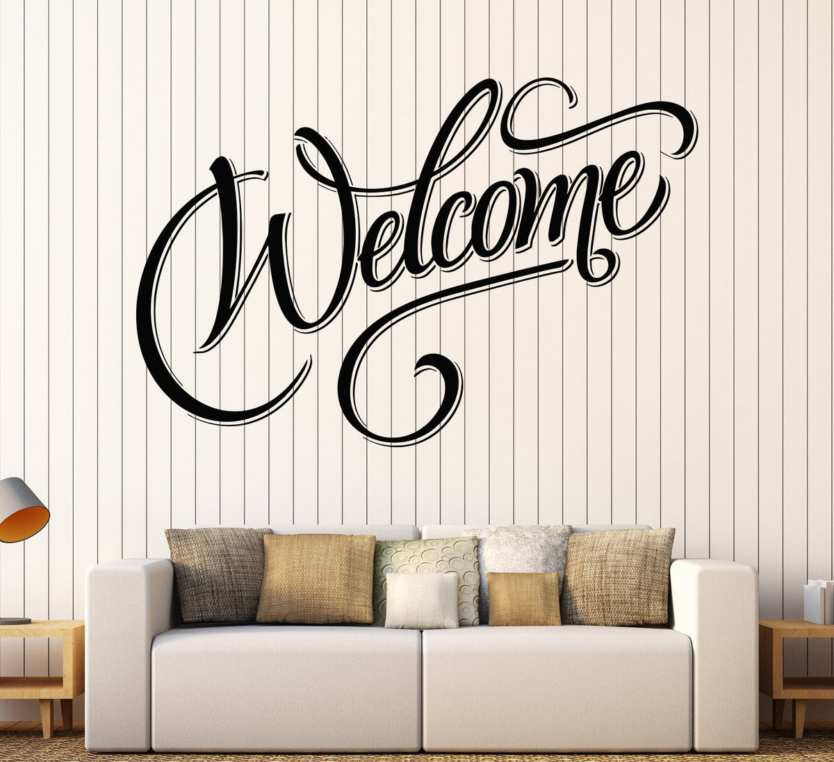 Large Vinyl Decal Wall Sticker Painted Inscription Welcome Lettering H ...