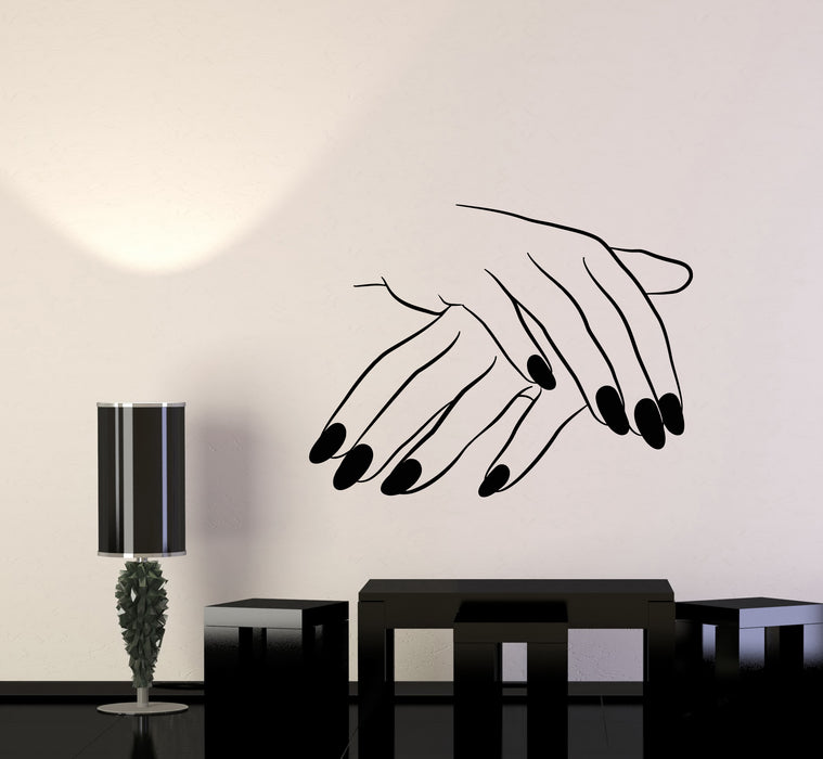 Vinyl Wall Decal Nails Beauty Salon Girl Hand Manicure Stickers Mural (g343)