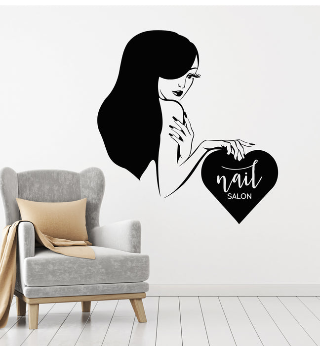 Vinyl Wall Decal Spa Beauty Girl Manicure Nail Salon Interior Stickers Mural (g6358)