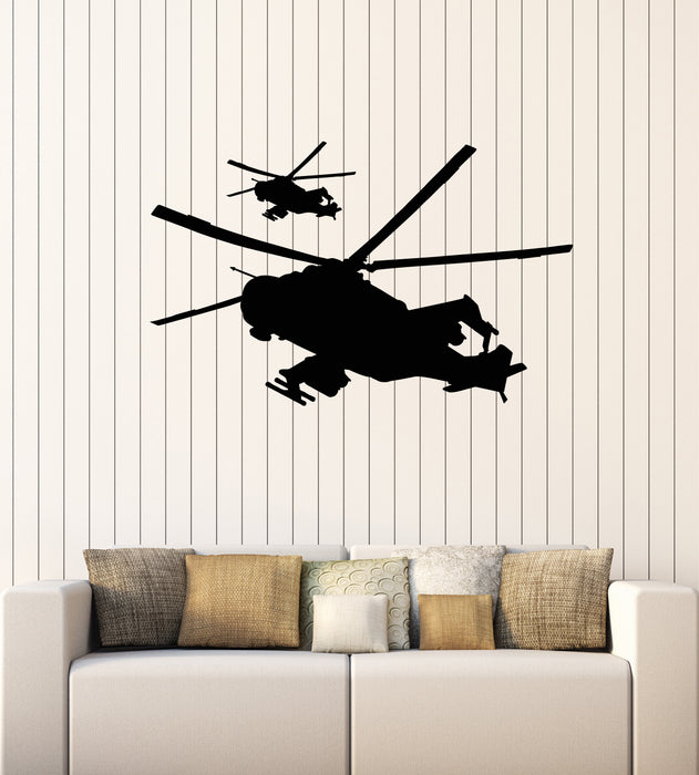 Vinyl Wall Decal Boys Kids Room Helicopters MIlitary Aircraft Stickers Mural (g4503)