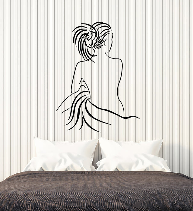 Autocollant mural en vinyle pour femme, dos nu, sexy, fille nue, décoration de chambre à coucher (g1851)