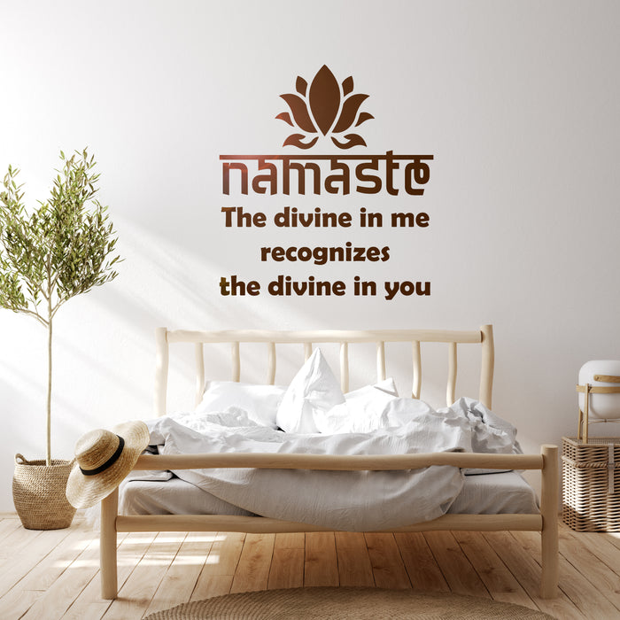 Vinyl Wall Decal Namaste Quote Saying Words Yoga Center Inspirational Stickers Mural (ig6305)