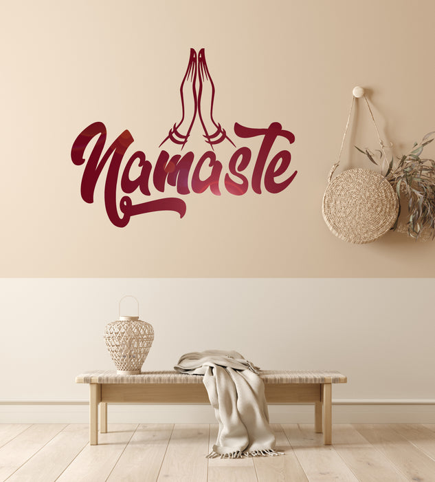 Vinyl Wall Decal Namaste Hands India Hindu Yoga Center Living Room Stickers Mural (ig6302)