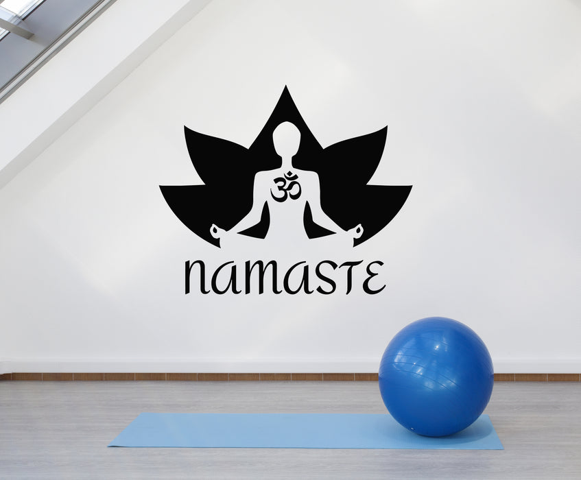 Vinyl Wall Decal Namaste Yoga Center Meditation Room Stickers Mural (g3684)