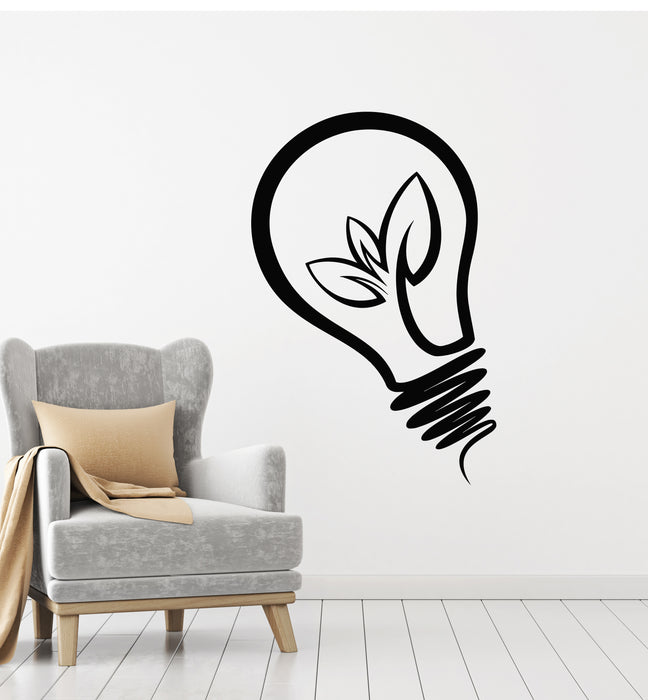 Vinyl Wall Decal Light Bulb Nature Sprout Earth Ecology Style Environmental Stickers Mural (g2111)