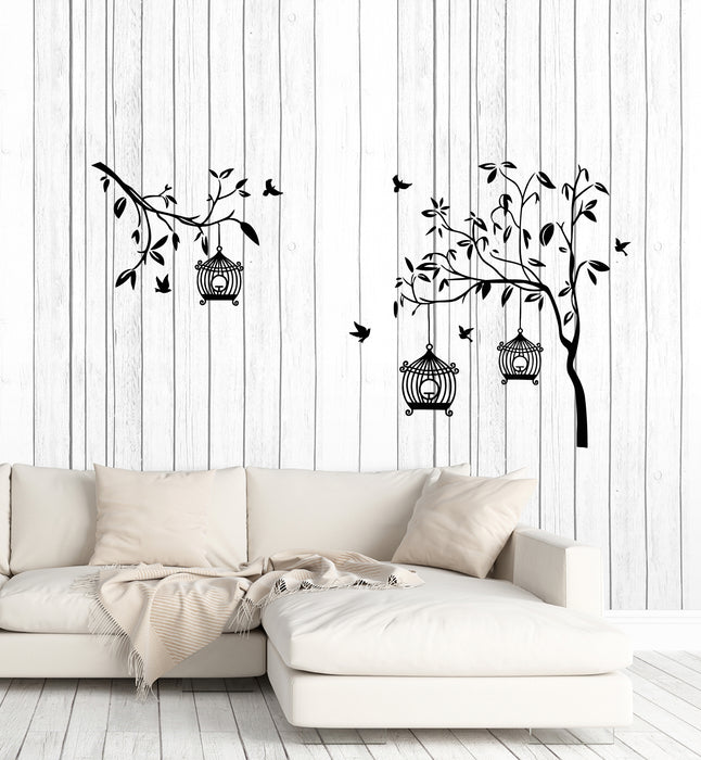 Vinyl Wall Decal Cage Branches Trees Nature Home Interior Room  Stickers Mural (g3455)